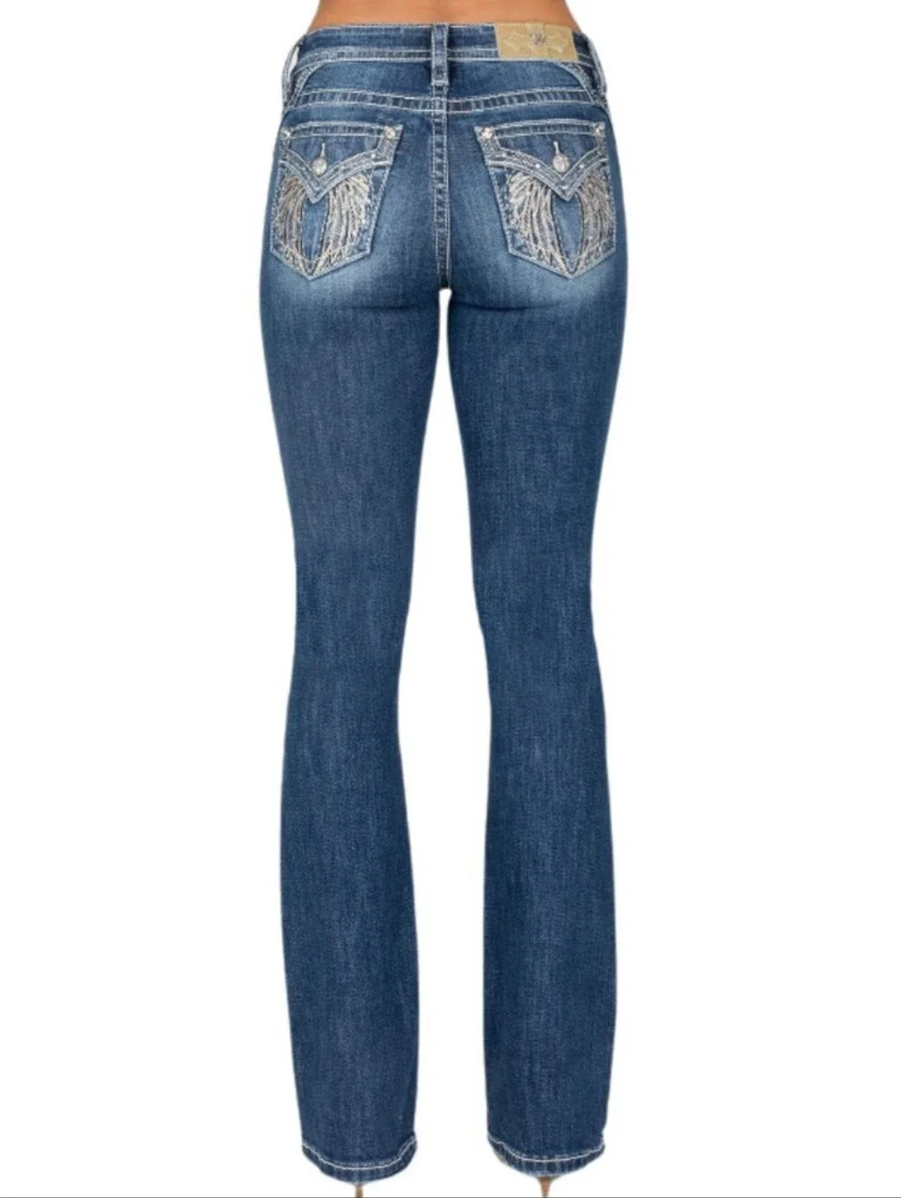 Miss Me Bootcut Jeans 25 Dark Wash Rhinestone Angel Wing Y2K Western NWT